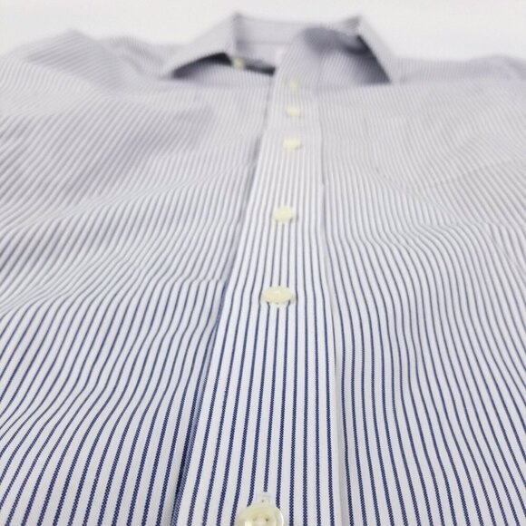 Brooks Brothers 346 Long Sleeve Button Down Dress Shirt Blue Striped Blue 16.5 - Picture 5 of 8